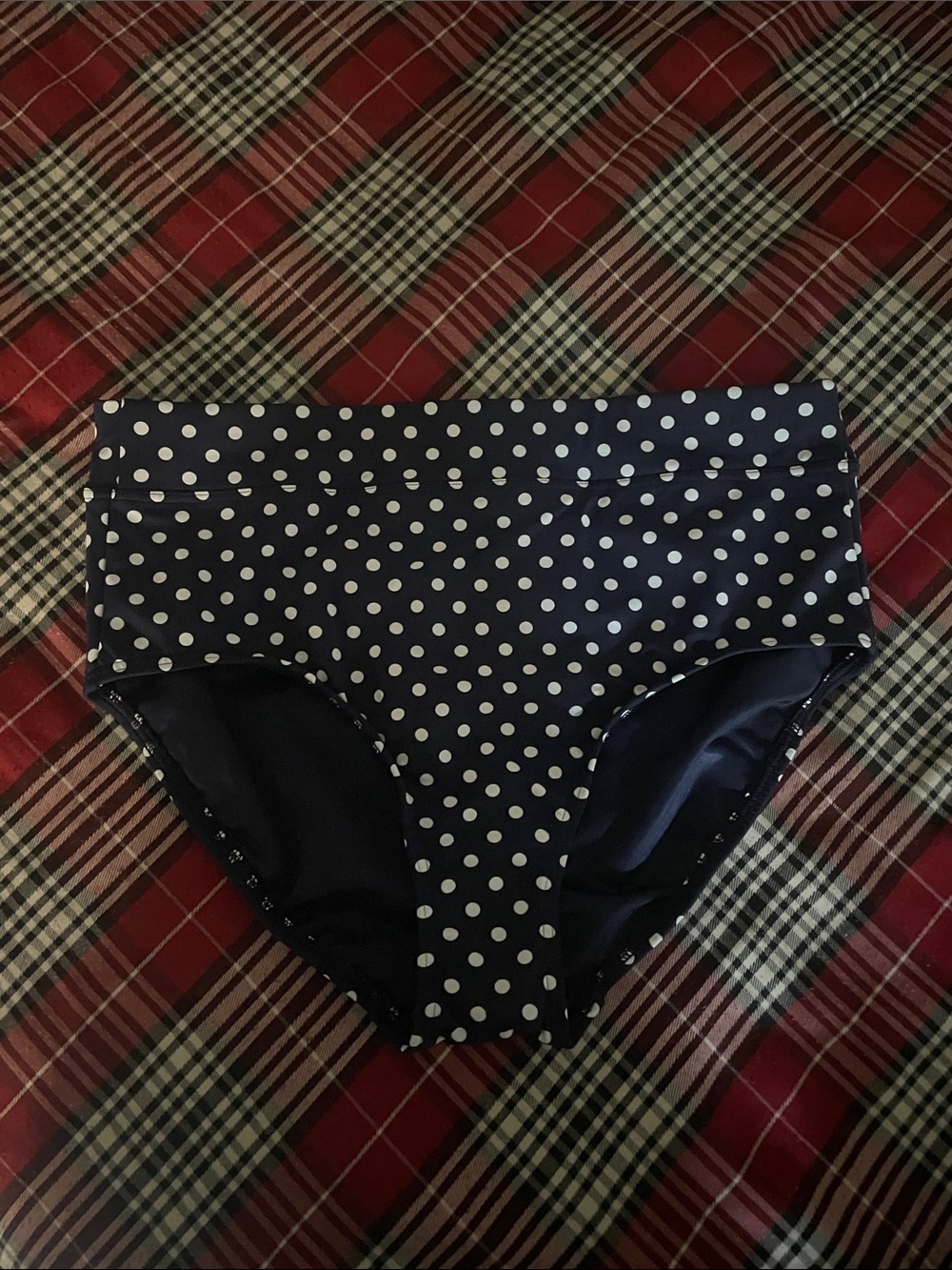 Lands' End Navy Blue Polka Dot Bikini Bottoms - size 10